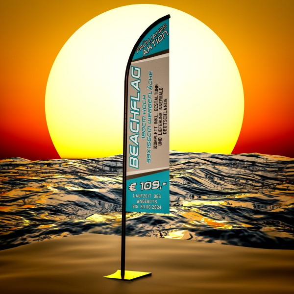 Printwerbung auf Beachflag